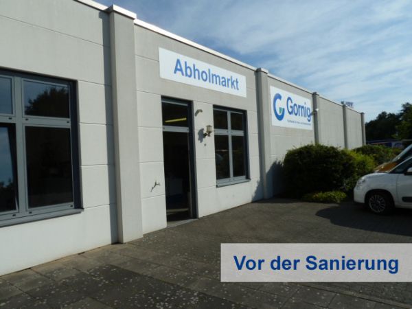 Außenansicht des Gebäudes vor der Sanierung durch Gerba Industrie- und Hallenbau